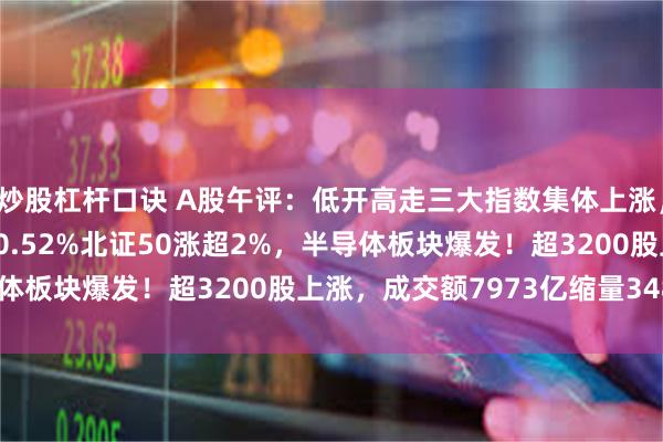 炒股杠杆口诀 A股午评：低开高走三大指数集体上涨，沪指涨0.12%创指涨0.52